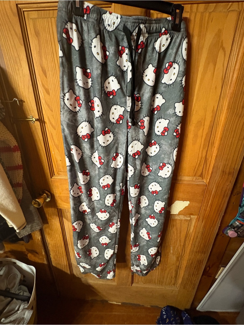 Hello Kitty Gray and Red Fleece Pajama Pants